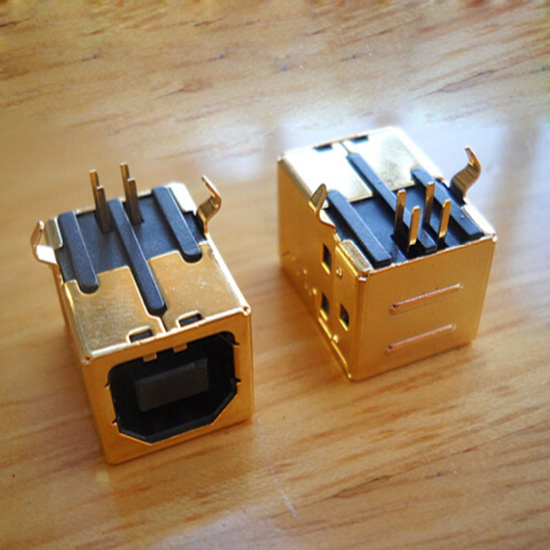 FGHGF 100pcs High Quality DIY 3U” Gold Plating USB 2.0 B Type Female Socket Printer Interface