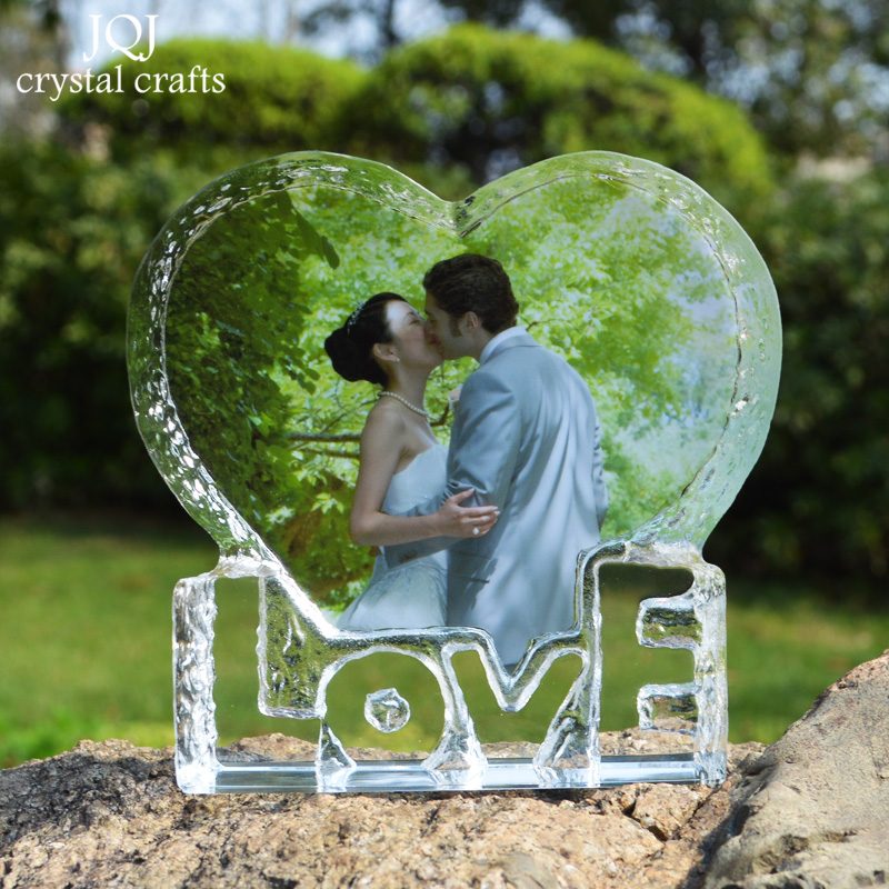 Customized Heart Shape Crystal Weeding Photo Album Home Decoration