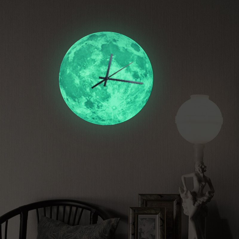 Maidin Glow in the Dark Luminous Moon Wall Clock