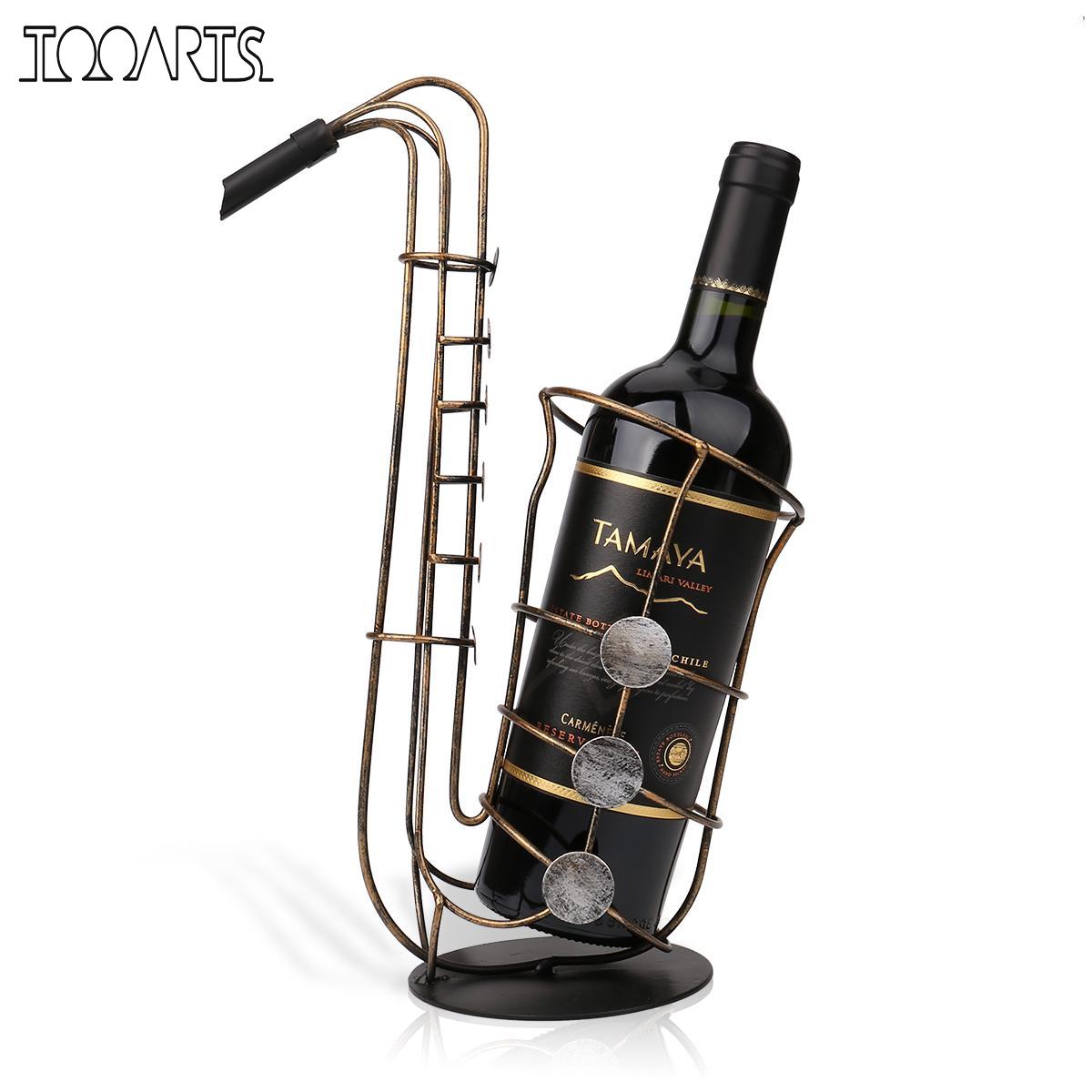 Tooarts Metal Sax Artwork Wine Holder Stand Practical Decoration