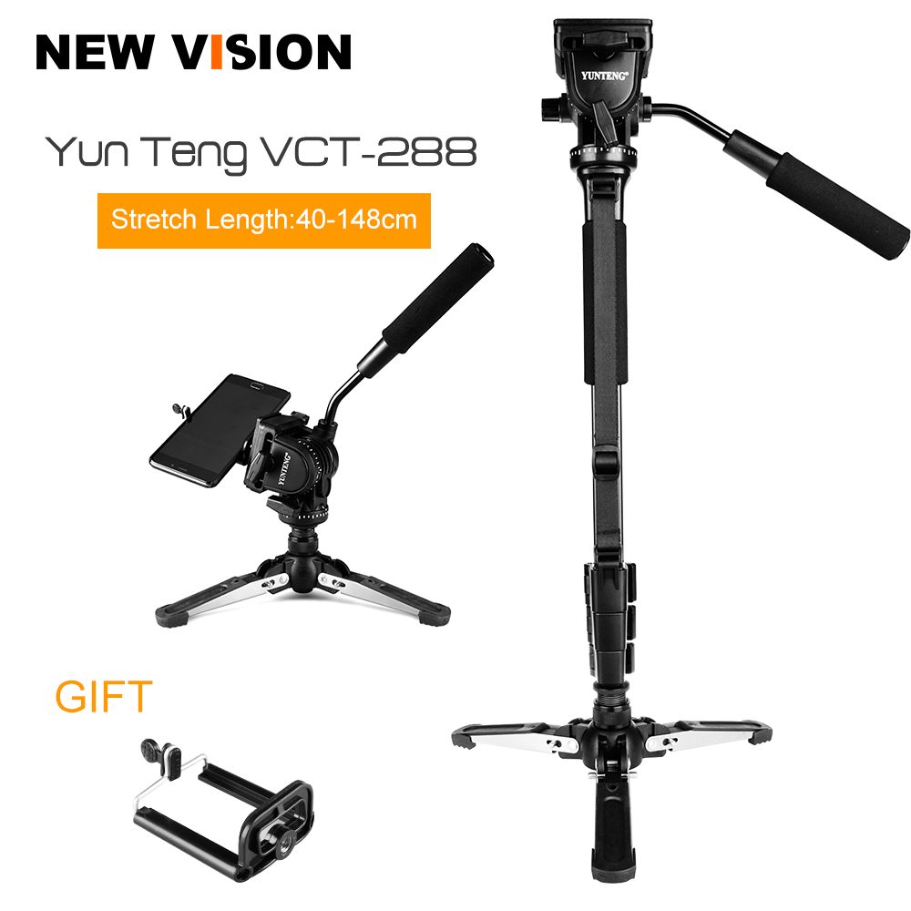 Yunteng VCT-288 Camera Monopod + Fluid Pan Head + Unipod Holder