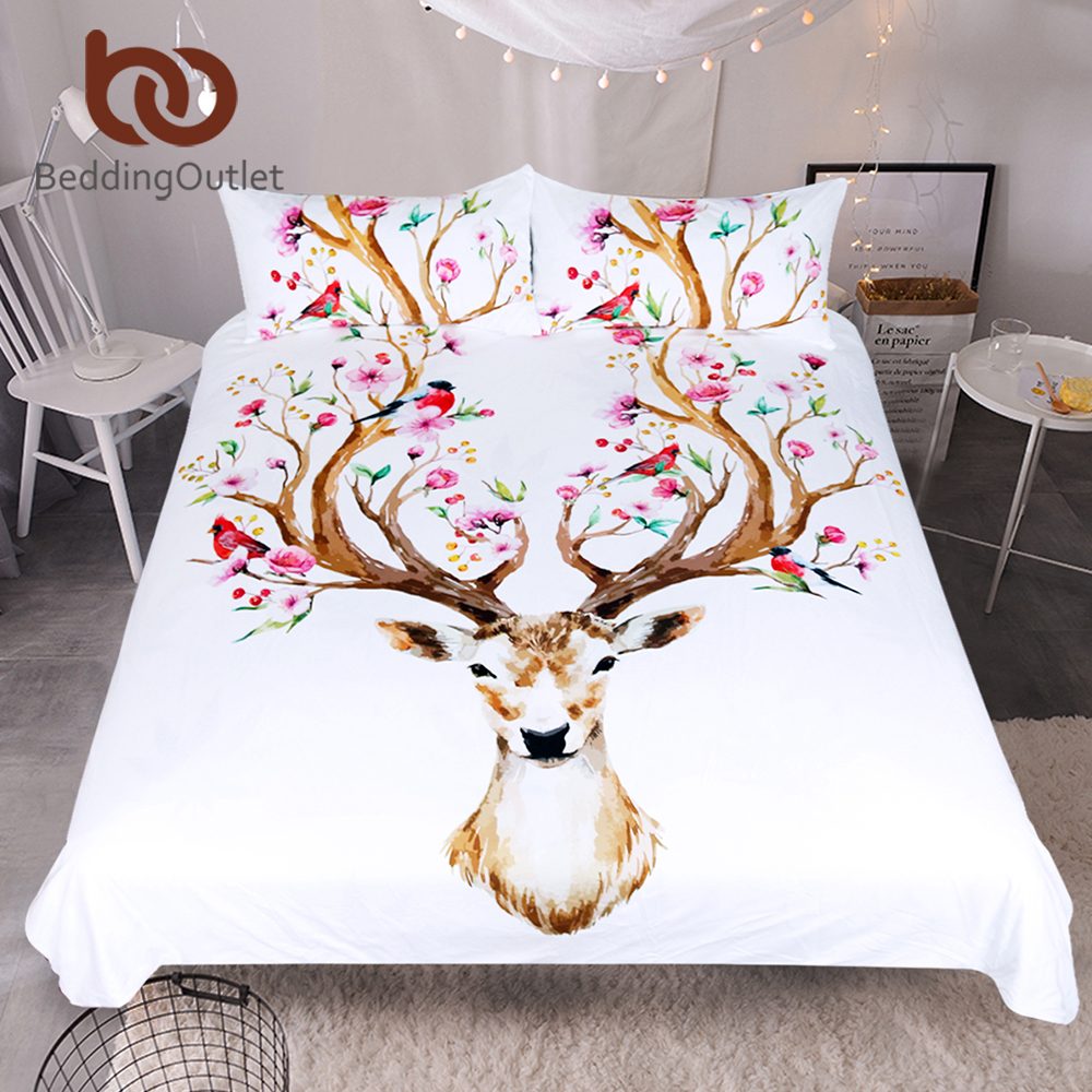 BeddingOutlet 3 Pieces Printed Elk Bedding Set Microfiber Fabric