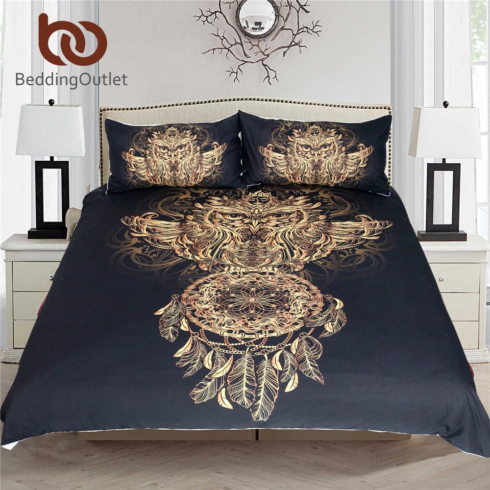 BeddingOutlet Quality Printed Cartoon Golden Owl Bedding Set