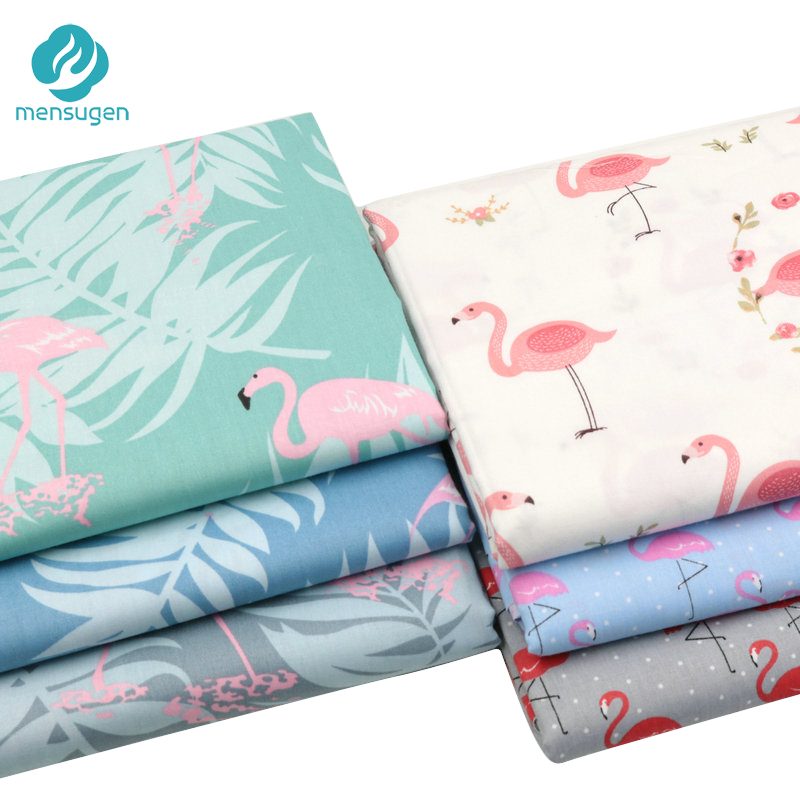 Mensugen New Flamingo Printed 100% Cotton Fabric Meters for Patchwork Quilting Baby Cribs Cushions Blanket Sewing Material
