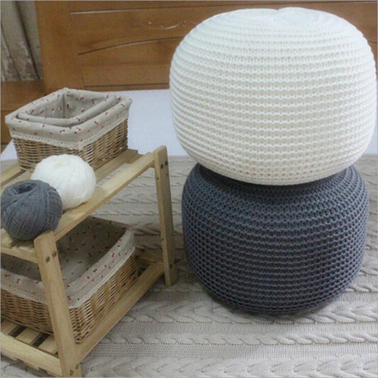 AhLoyalty Solid Round Knitted Crocheted Mediterranean Style Seat Cushion