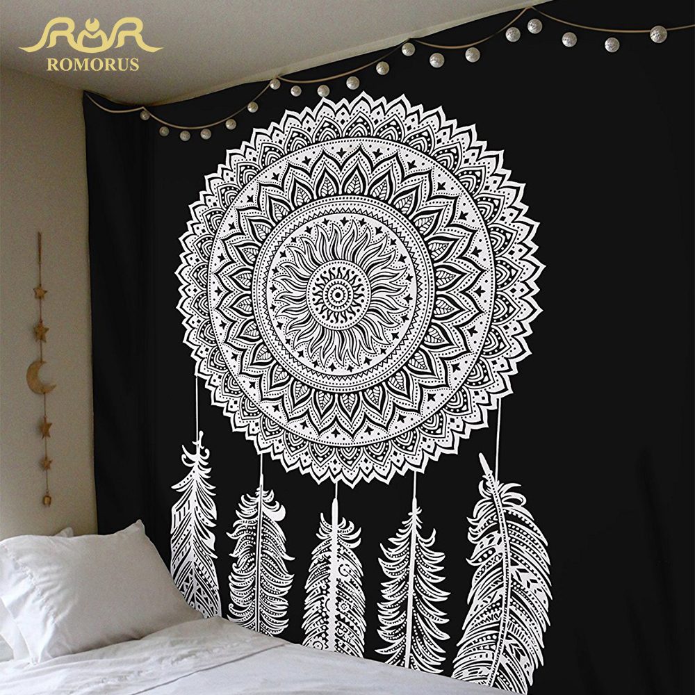 ROMORUS Polyester Cotton Rectangular Twill Bohemian Hanging Tapestry