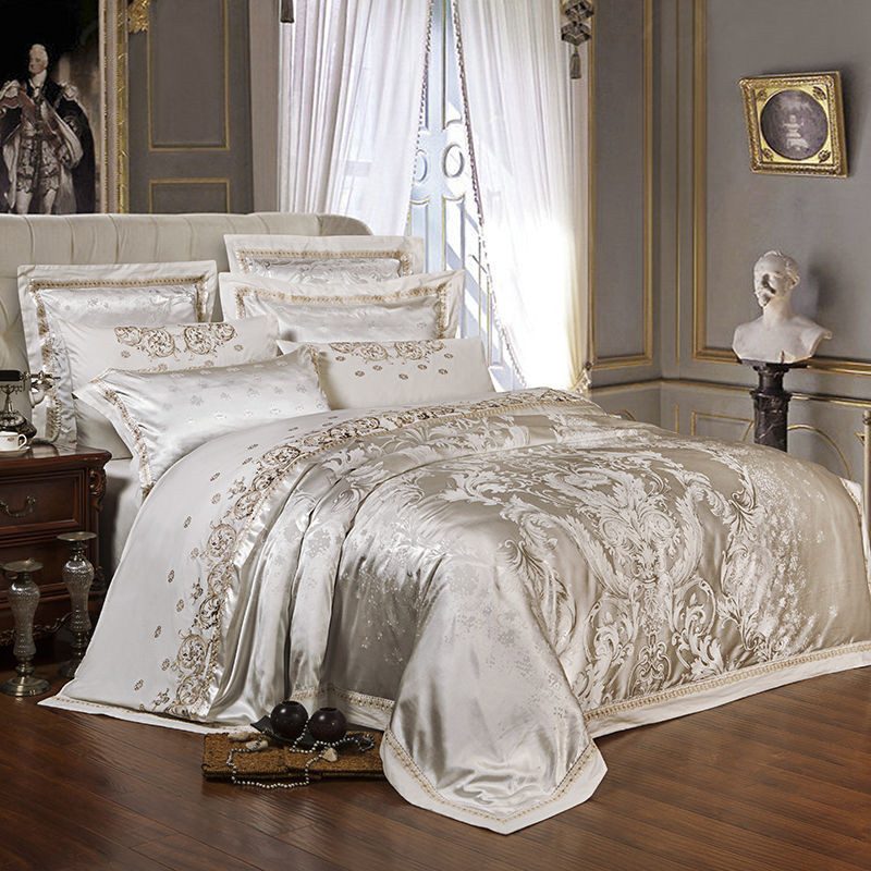 Sliver Golden Luxury Satin Sheet, Pillowcase, and Duvet Cover Sets