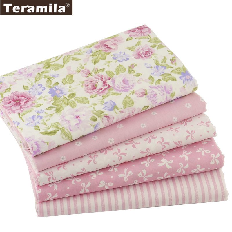Teramila Cotton Fabric Pink For Sewing Fat Quarter Quilting Patchwork