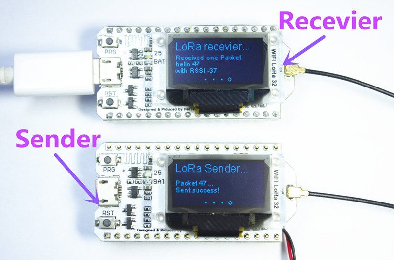 2 pieces 0.96 Inch Blue OLED Display Bluetooth WIFI Lora Kit