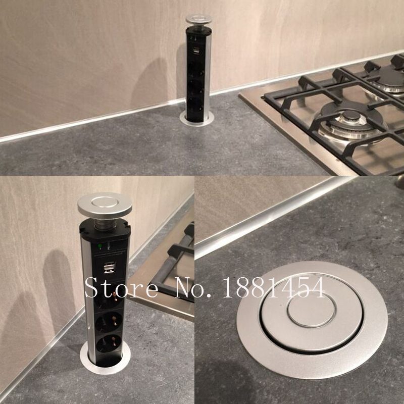 New EU Standard Wall Power Kitchen Office Desktop Retractable Socket Outlet