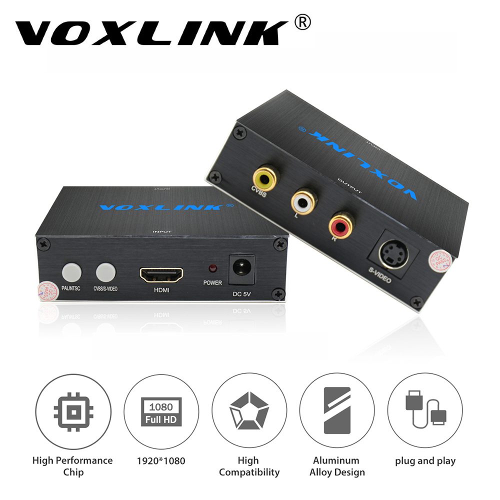 VOXLINK HDMI to Composite 3RCA AV S-Video R/L Audio Video Converter Adapter